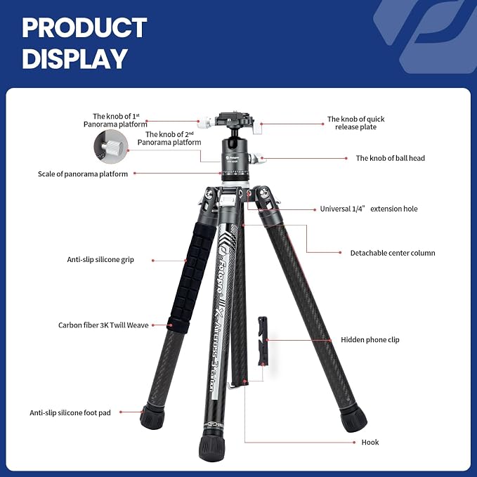 Fotopro 62 Inch Carbon Fiber Tripod - Image 7