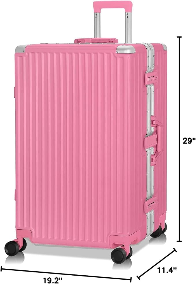 AnyZip Luggage Aluminium Frame Suitcase Hard Shell TSA Lock No Zipper 28In Rose - Image 8