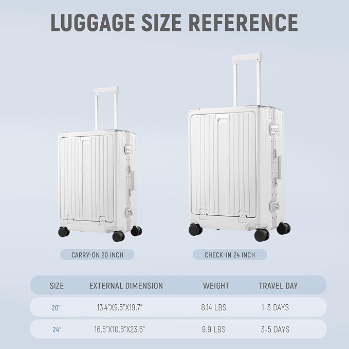 UrbanExplorer 24 Inch Check-In Aluminum Frame Luggage, ABS+PC Hard Shell - Image 2