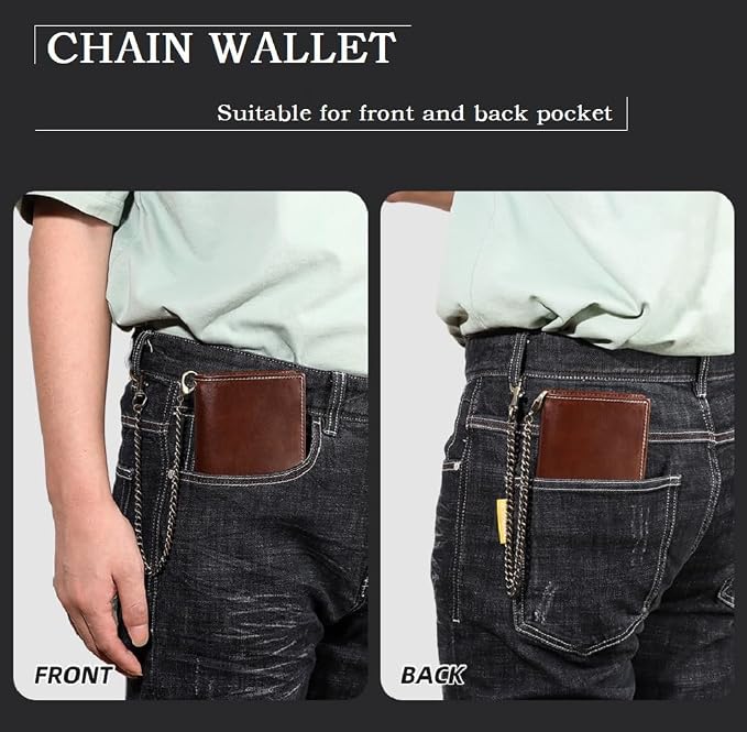 Holder for AirTag Men's Wallet Genuine Leather Purse RFID Blocking Bifold - Image 2