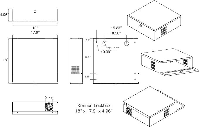 Kenuco White Heavy Duty 16 Gauge Steel DVR Security Lockbox - Image 3