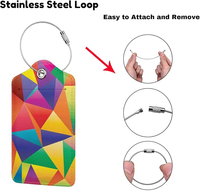 2 Pcs Luggage Tags for Suitcases Unique, Bright Rainbow Leather Baggage Tag - Image 2