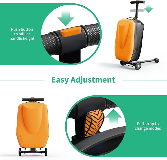 Scooter Hardshell Kids' Luggage, Foldable Carry on Kids Suitcase - Image 3