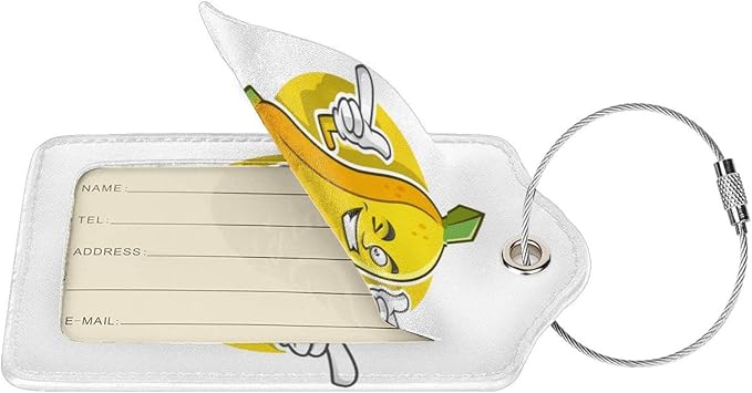 2 Packs Cute Banana Pattern Leather Luggage Tags Novelty Funny Cartoon Suitcase - Image 2
