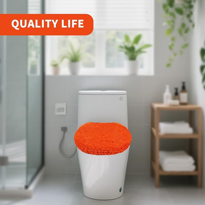 Microfiber Elongated Toilet Seat Cover 19.5"x 15" Machine Washable Solid Toilet - Image 6