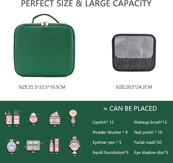 Makeup Bag with Led Mirror, Travel Makeup Organizer with 3 Color Setting & 10X - Image 2