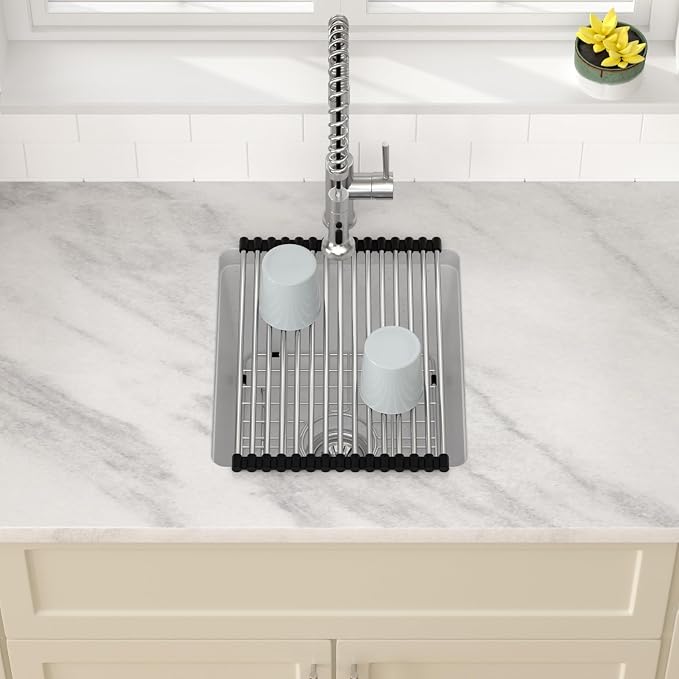 Dcolara 15 Inch White Undermount Wet Bar Sink Single Bowl Kitchen Sink Modern - Image 2