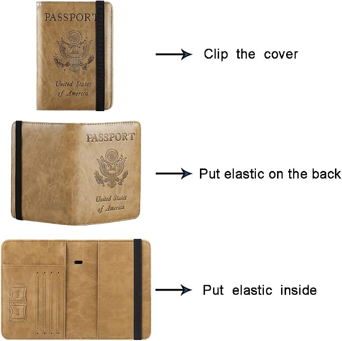 Passport Holder Cover Wallet Travel Essentials RFID Blocking Leather Card Case - Image 5