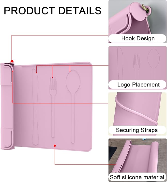 Utensil Box, Tableware Silicone Portable Box Silverware mat, Suitable - Image 3