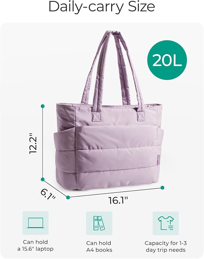 BAGSMART Tote Bag for Women, Lightweight Puffy Tote Bag - Image 2