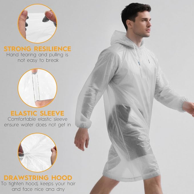Bruvoalon 6 & 20 Pack Disposable Rain Ponchos - Image 3