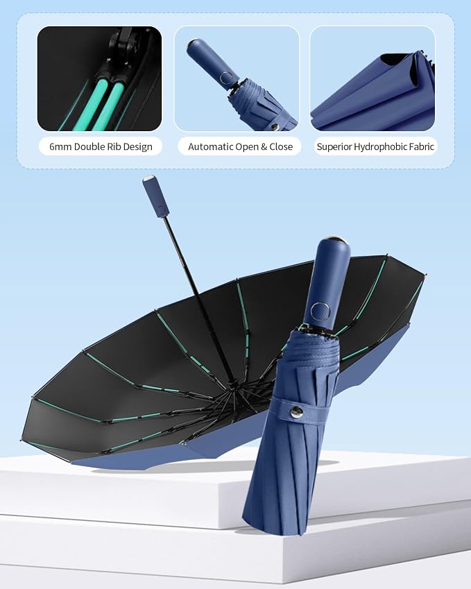 Large Double-Ribs Umbrella Automatic Folding Umbrella - Image 8