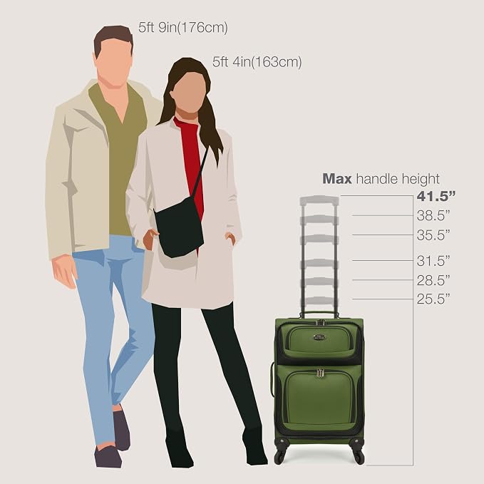 U.S. Traveler Lightweight Rolling 20" Carry On Luggage Softside Suitcase - Image 7