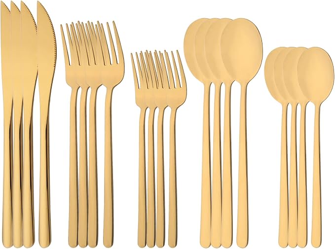 20 Pieces Silverware Set 304 Stainless Steel, Healthy & Eco-Friendly Silver by Uniturcky