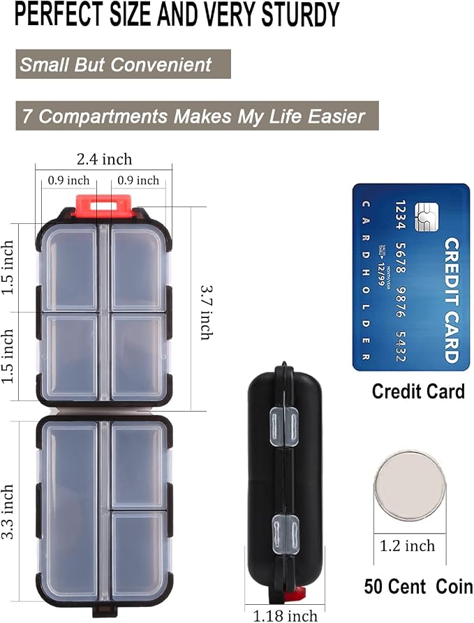 2PS Weekly Pill Organizer Small Folding Box 7 Day BPA-Free Daily Pill Container - Image 5