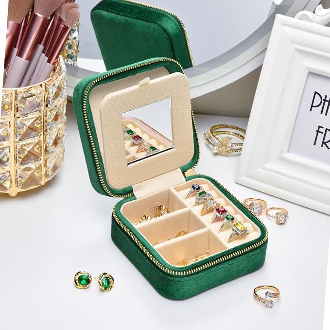 TAIMY Plush Velvet Travel Jewelry Box, Small Travel Jewelry Case, Portable Mini - Image 4