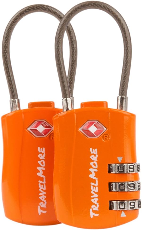 2 Pack TSA Approved Travel Combination Cable Luggage Locks by TravelMore