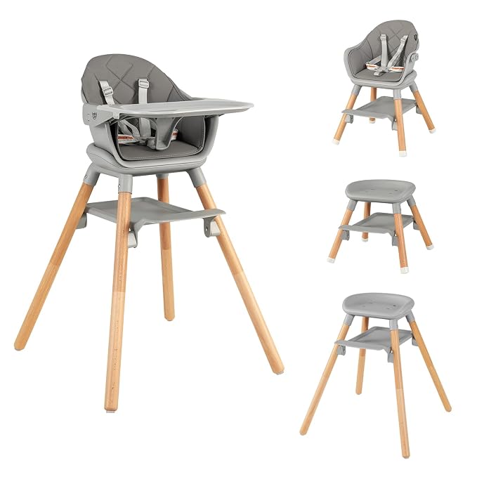 HONEY JOY Baby High Chair, 6 in 1 Convertible Wooden Highchair by HONEYJOY