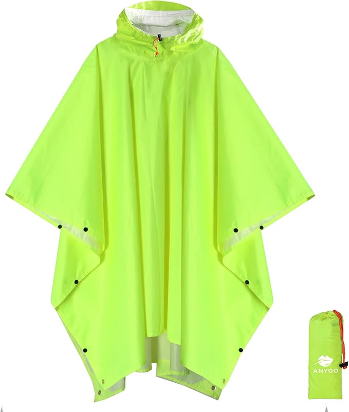 ANYOO Hooded Rain Poncho for Adults Waterproof Lightweight Rain Coat for Men by Anyoo