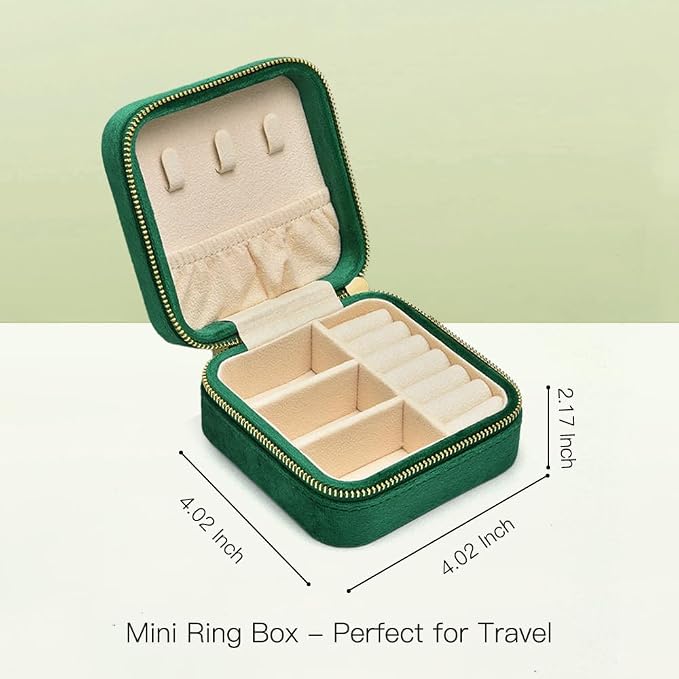 TAIMY Plush Velvet Travel Jewelry Box, Small Travel Jewelry Case, Portable Mini - Image 3