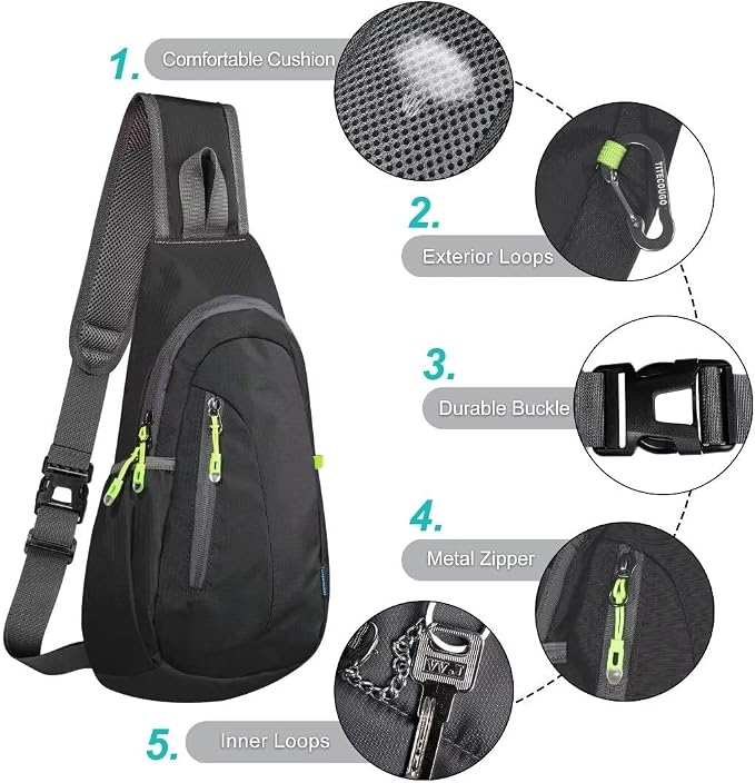 TITECOUGO Small Sling Bag, Lightweight Crossbody Backpack - Image 5