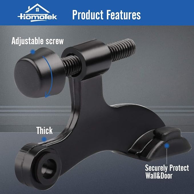 HOMOTEK 36 Pack Hinge Pin Black Door Stopper, Adjustable Deluxe Heavy Duty Door - Image 2