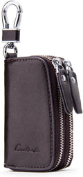 CONTACTS Car Key Case Small Leather Double Zipper Key Holder by CONTACTS