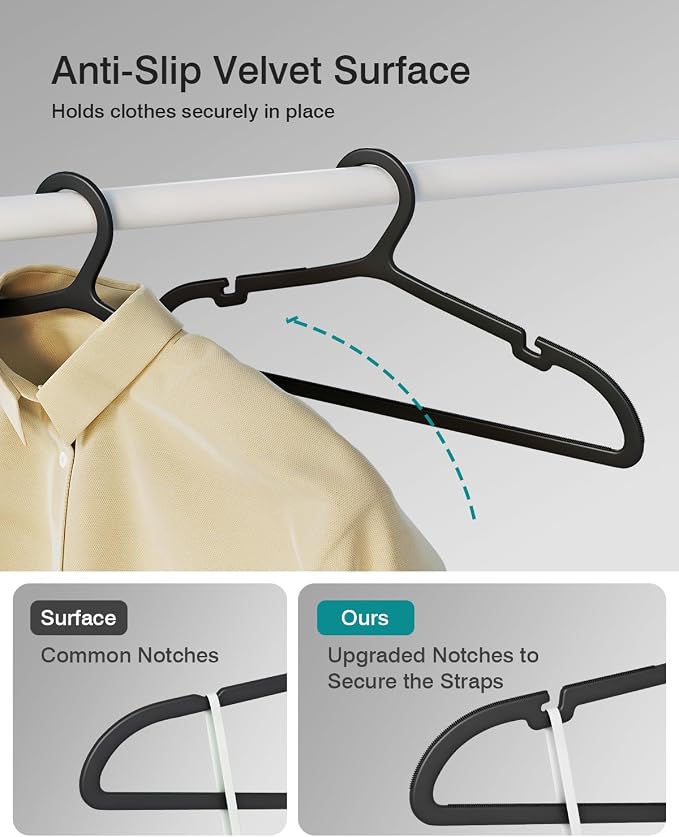30 Pack Clothes Hangers, Non Slip Plastic Coat Hangers, Space Saving Hangers - Image 5
