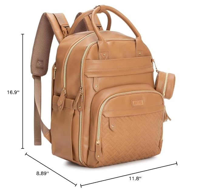 BabbleRoo Leather Diaper Bag Backpack - Image 9