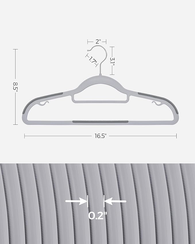 SONGMICS Pack of 50 Coat Hangers, Space-Saving Plastic Clothes Hangers - Image 6