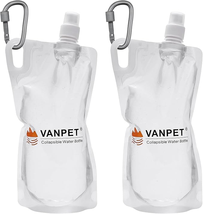 1L Hiking Collapsible Water Bottles, 33OZ BPA-Free Plastic Flasks, Reusable by VANPET