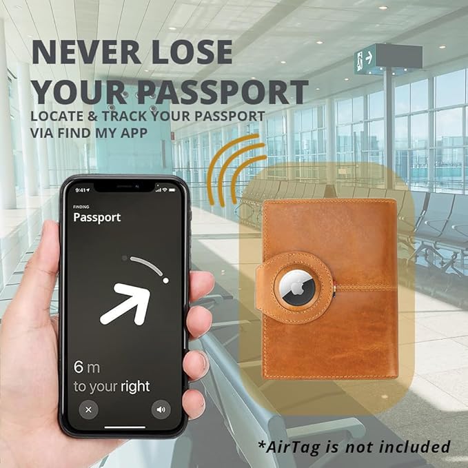GARZINI Passport Holder with AirTag, Passport Wallet with RFID, Travel - Image 2