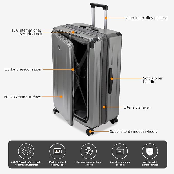 Premium Carry On Luggage, 29 Inch Top Opening Aluminum Frame Airline Approved - Image 4