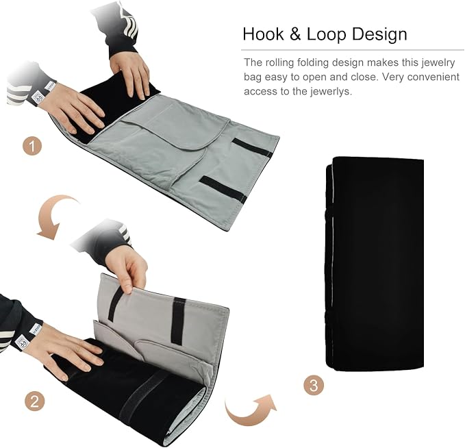 Velvet Travel Jewelry Case Roll Bag Organizer - Image 3