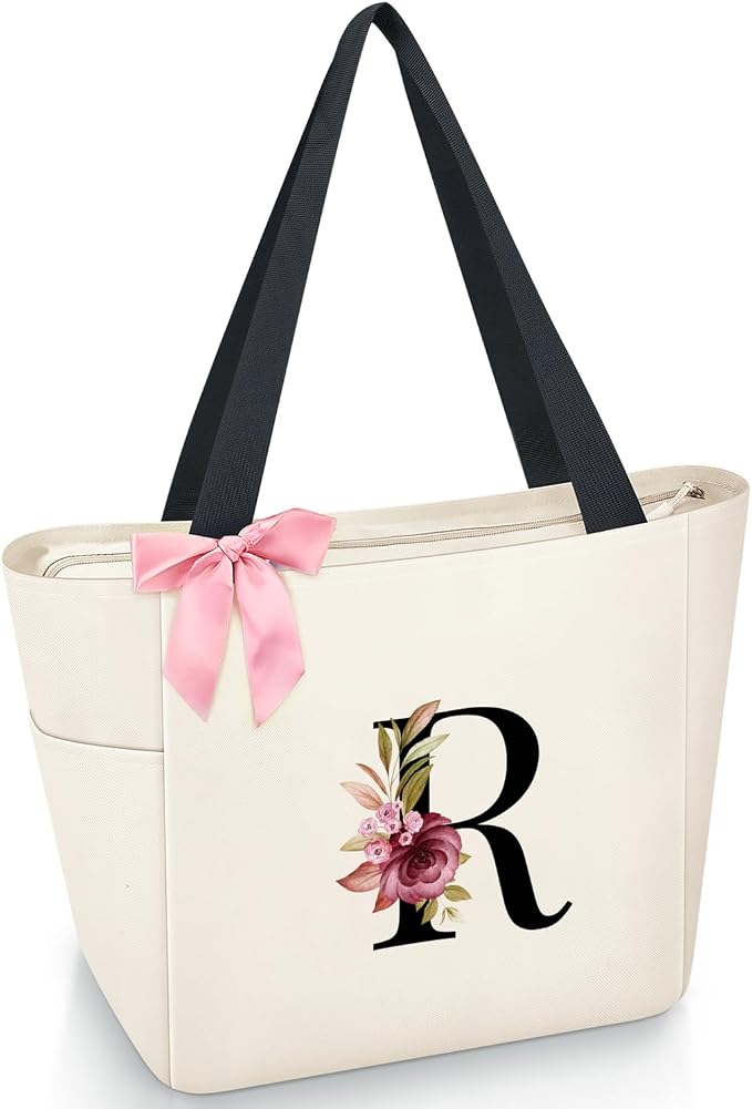Vavabox Tote Bag, A-Z Initial Monogrammed Waterproof Tote Bag, Bridesmaid Gifts by Vavabox