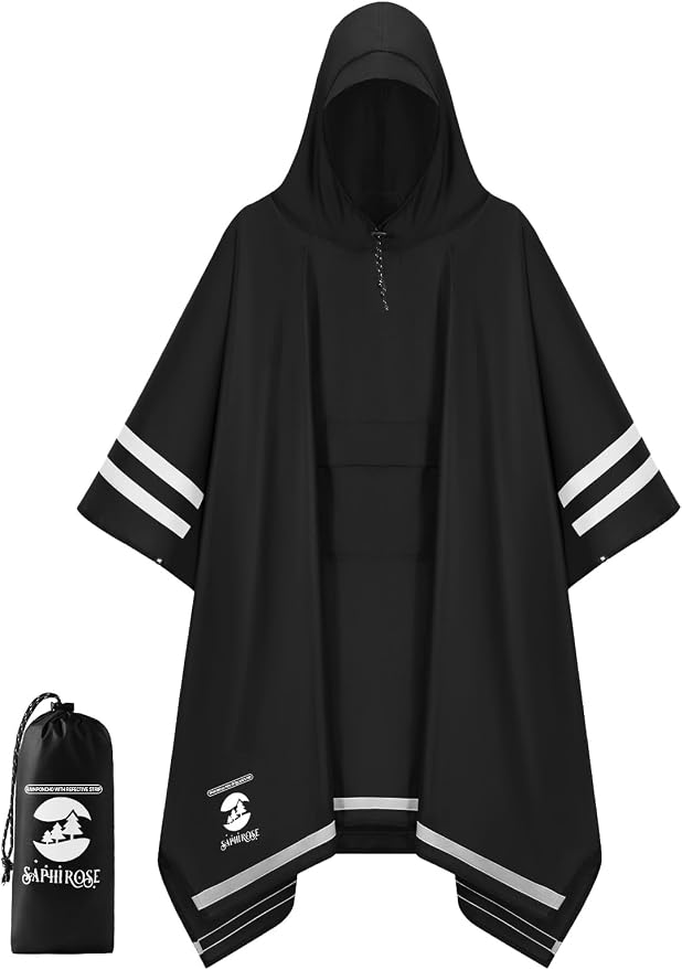 SaphiRose Hooded Rain Poncho Waterproof Raincoat Jacket by SaphiRose