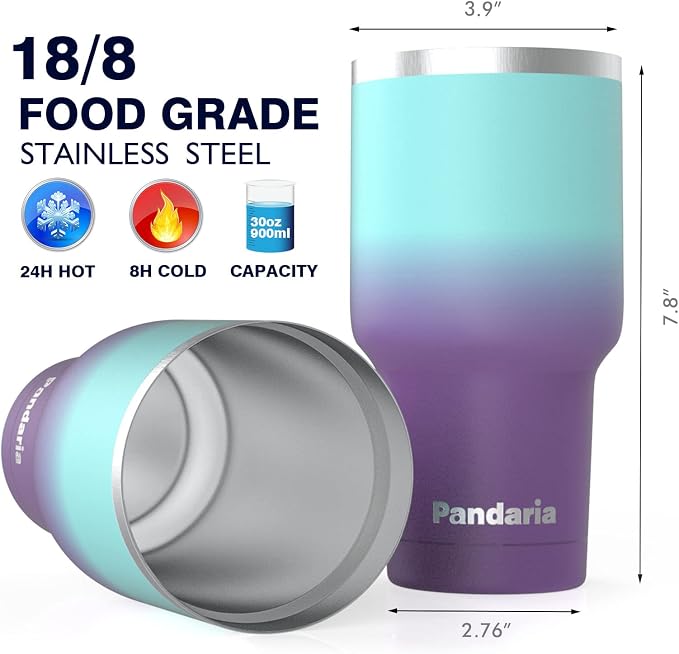 30 oz insulated tumbler with lid and straw, Reusable Spill Proof & Leak Proof - Image 4