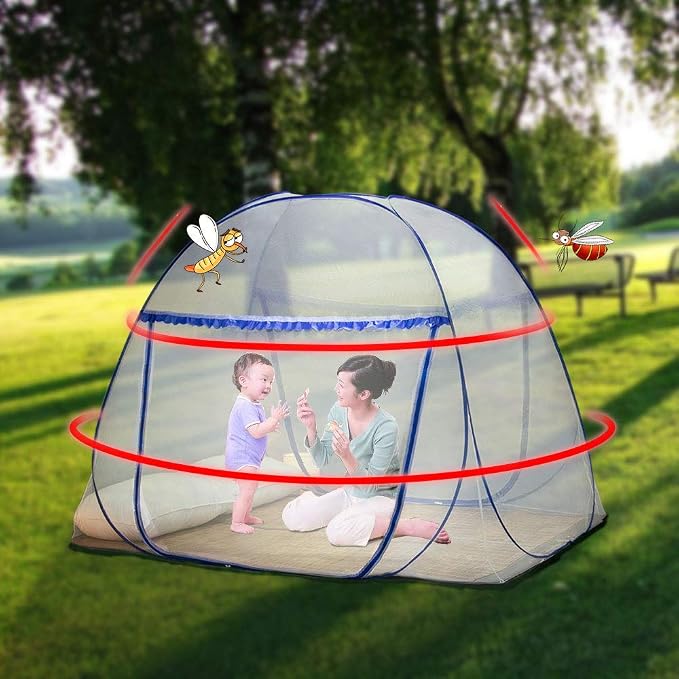 Pop-up Mosquito net Double Bed, L79 x W71 x H59 in Double Door Zip Portable - Image 2