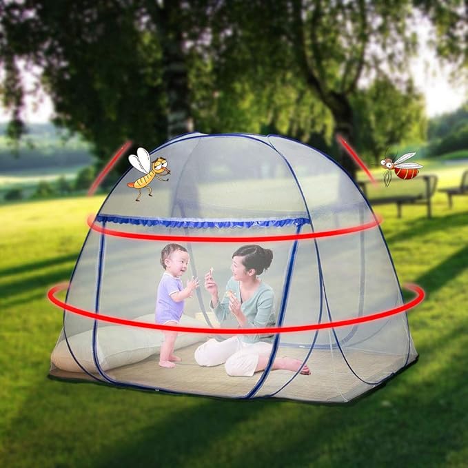 Pop up Mosquito net Double Bed, L75x W40 x H43， Zipper Portable Tent Travel - Image 4