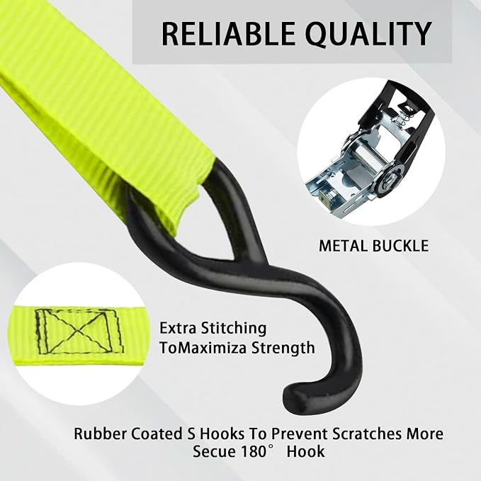 XSTRAP STANDARD Ratchet Tie Down Straps 4 Pk 10 Ft- 300 Lbs Load Cap- 900 Lbs - Image 6