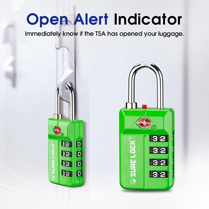 SURE LOCK TSA Approved 4-Digit Resettable Combination Luggage Locks - Image 4