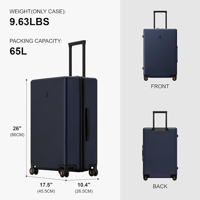 LEVEL8 Elegance Checked Luggage, 24 Inch Hardside Suitcase, Lightweight Matte - Image 8