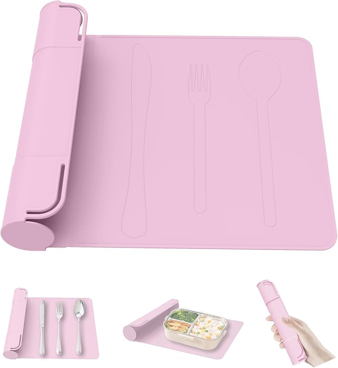 Utensil Box, Tableware Silicone Portable Box Silverware mat, Suitable by OMATAT