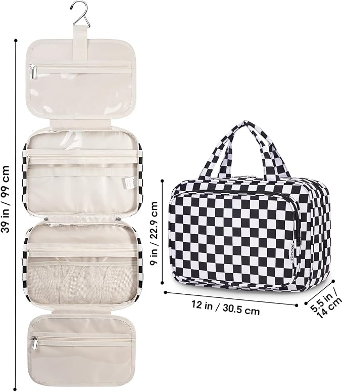 Narwey Travel Toiletry Bag for Women Large Hanging Makeup Bag Organizer - Image 9