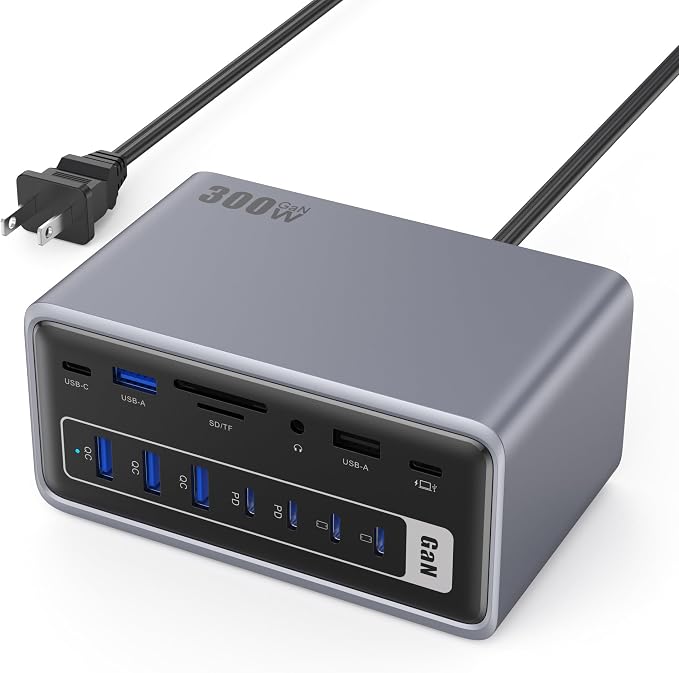 20-in-1 300W Charging Station, USB Docking Station Triple Display USB C Hub by Kioson