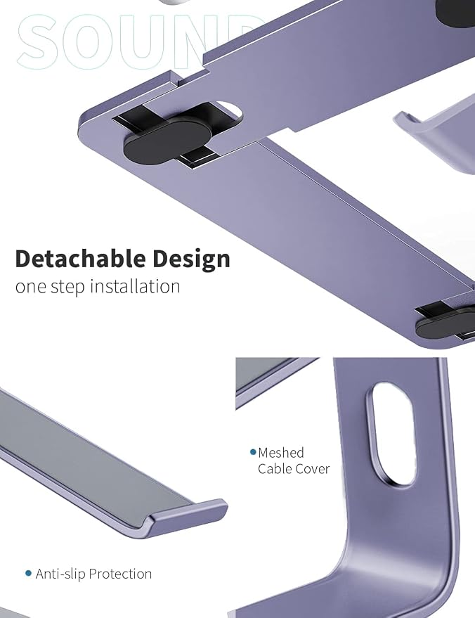 SOUNDANCE Laptop Stand, Aluminum Computer Riser, Ergonomic Laptops Elevator - Image 5