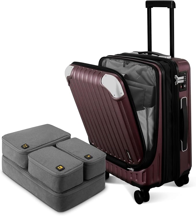 LEVEL8 Grace Carry On Luggage Airline Approved, 20 Inch Expandable Hardside by LEVEL8