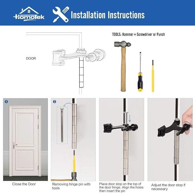 HOMOTEK 36 Pack Hinge Pin Antique Brass Door Stopper, Adjustable Deluxe Heavy - Image 4