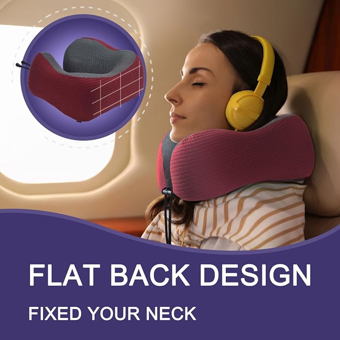 napfun Neck Pillow for Traveling, Upgraded Travel Neck Pillow for Airplane 100% - Image 4