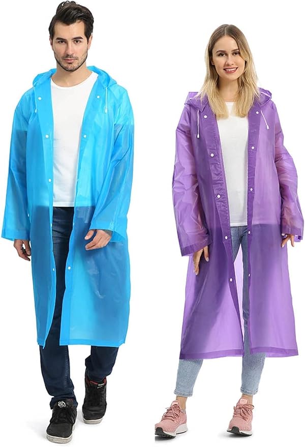 Opret 2 Pack Raincoats for Adults Reusable, EVA Rain Ponchos Lightweight Rain by Opret